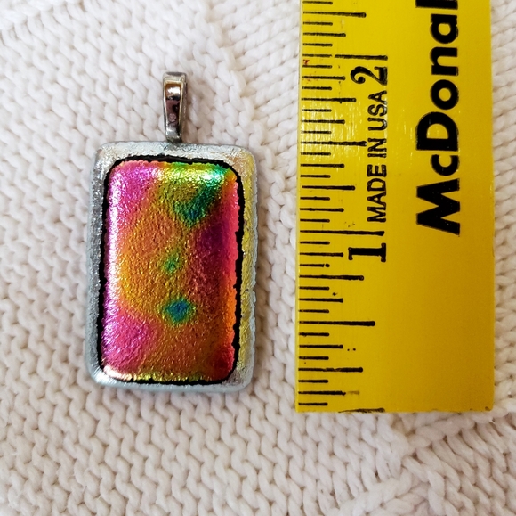NWOT One-of-a-kind dichroic glass pendant - Picture 2 of 3
